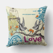 Everafter Bride Blauwgroen Limoen Coral Plum Bird  Kussen (Achterkant)