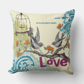 Everafter Bride Blauwgroen Limoen Coral Plum Bird  Kussen (Voorkant)