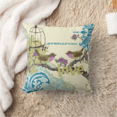 Everafter Bride Blauwgroen Limoen en Plum Bird Bir Kussen (Deken)