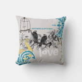 Everafter Bride Blauwgroen Yellow Grey Peacock Bir Kussen (Voorkant)