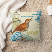 Everafter Bruid Teal Koraal Lime Schattig Vogel Vo Kussen (Deken)