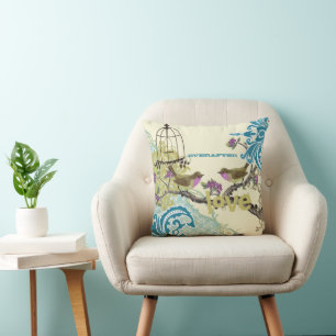 Everafter Bruid Teal Lime & Plum Vogel Vogelkooi Kussen