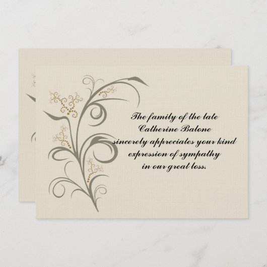 Everduurzame - Bereavement Dank u, Notecard Bedankkaart (Voorkant / Achterkant)