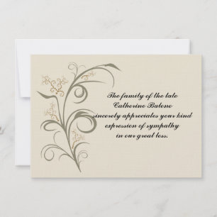 Everduurzame - Bereavement Dank u, Notecard Bedankkaart