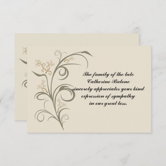 Everduurzame - Bereavement Dank u, Notecard Notitiekaartje (Voorkant / Achterkant)