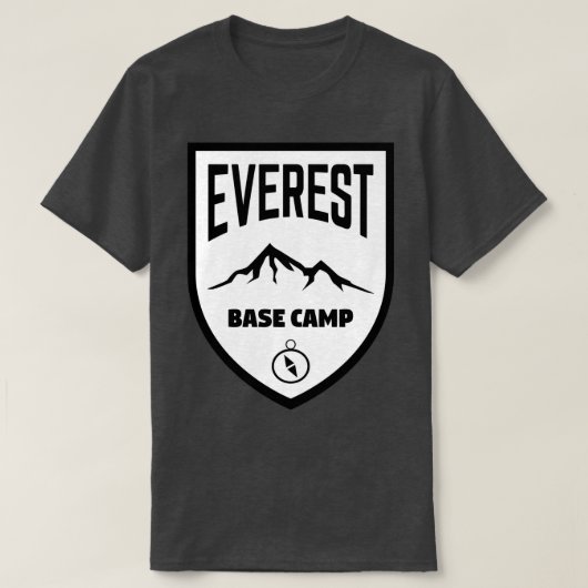 Everest Base Camp Shield Black and White T-shirt (Design voorkant)