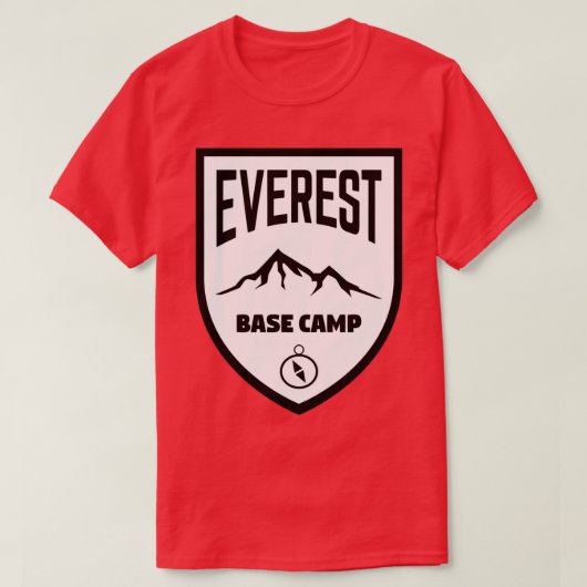 Everest Base Camp Shield Black and White T-shirt (Design voorkant)