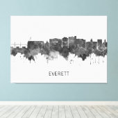 Everett Washington Skyline BW Canvas Afdruk (Insitu (Houten vloer))