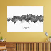 Everett Washington Skyline BW Canvas Afdruk (Insitu (Woonkamer))