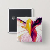"Everette" Bald Eagle Waterverf Vierkante Button 5,1 Cm (Voorkant /achterkant)