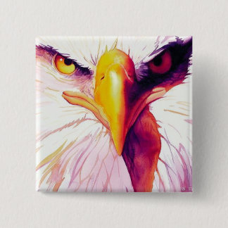 "Everette" Bald Eagle Waterverf Vierkante Button 5,1 Cm