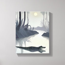 Everglades Alligator | Nationaal Park Aquarel Canvas Afdruk