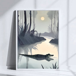 Everglades Alligator | Nationaal Park Aquarel Poster