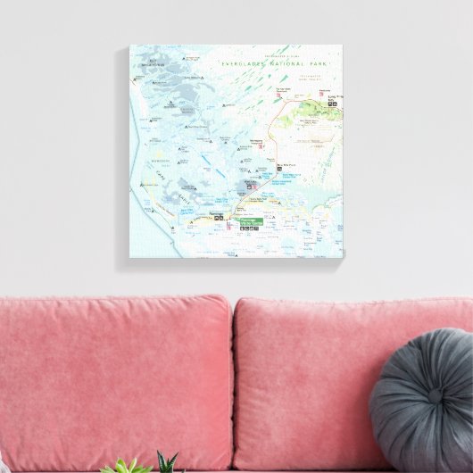 Everglades kaart canvas print (Insitu (Woonkamer))