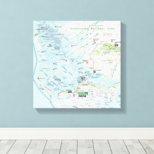 Everglades kaart canvas print (Insitu (Houten vloer))
