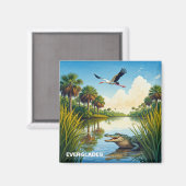Everglades National Park Florida Alligator Heron Magneet (Voorkant / Achterkant)