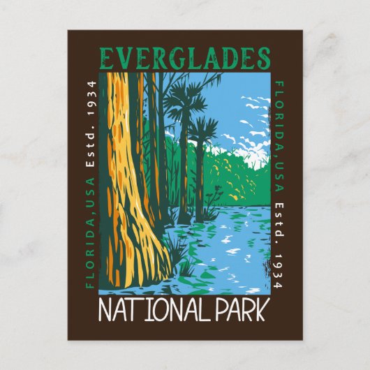 Everglades National Park Florida Distress Retro Briefkaart (Voorkant)