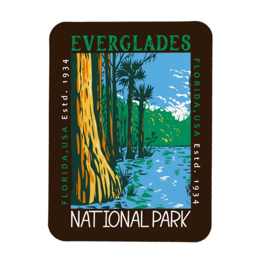 Everglades National Park Florida Distress Retro Magneet (Verticaal)