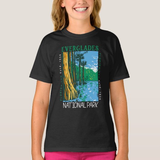 Everglades National Park Florida Distress Retro T-shirt (Voorkant)