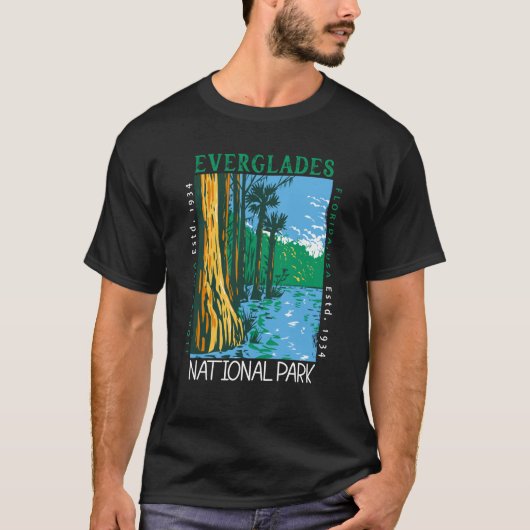 Everglades National Park Florida Distress Retro T-shirt (Voorkant)