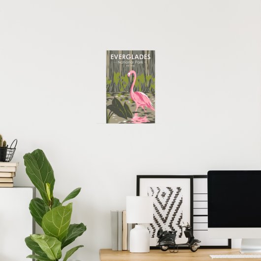 Everglades National Park Florida Flamingo Poster (Thuiskantoor)