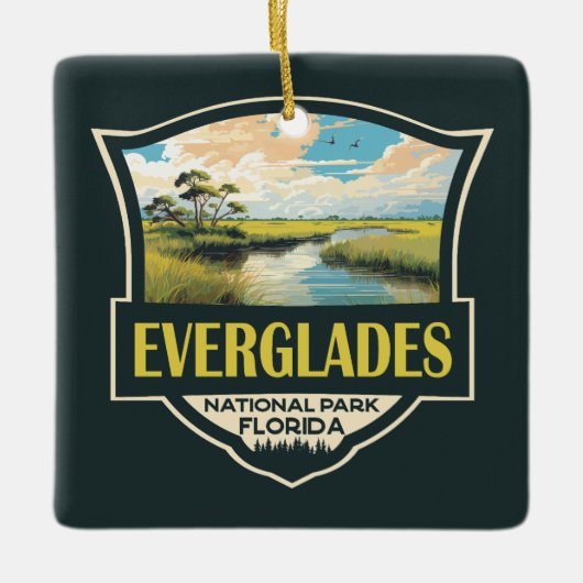 Everglades National Park Illustratie Reiskunst Keramisch Ornament (Voorkant)