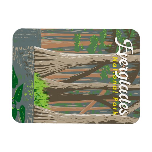 Everglades National Park Illustratie Reiskunst Magneet (Horizontaal)