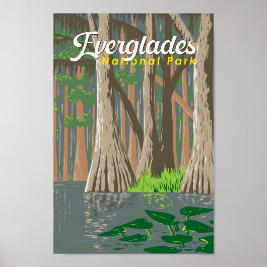 Everglades National Park Illustratie Reiskunst Poster (Voorkant)