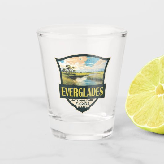 Everglades National Park Illustratie Reiskunst Shot Glas (Voorkant)