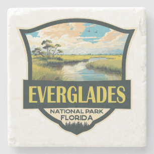 Everglades National Park Illustratie Reiskunst Stenen Onderzetter