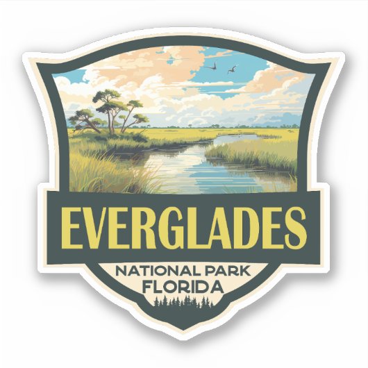 Everglades National Park Illustratie Reiskunst Sticker (Voorkant)
