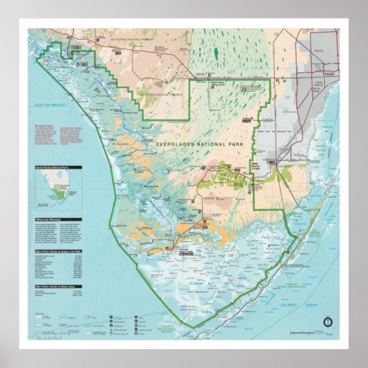 Everglades National Park Map (1996) Southern FL Poster (Voorkant)