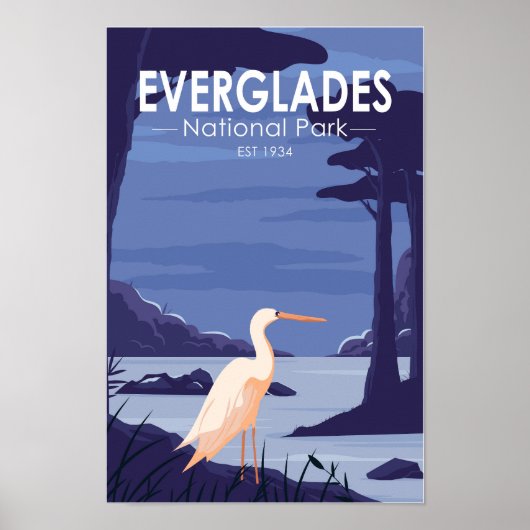 Everglades National Park Night Egret  Poster (Voorkant)