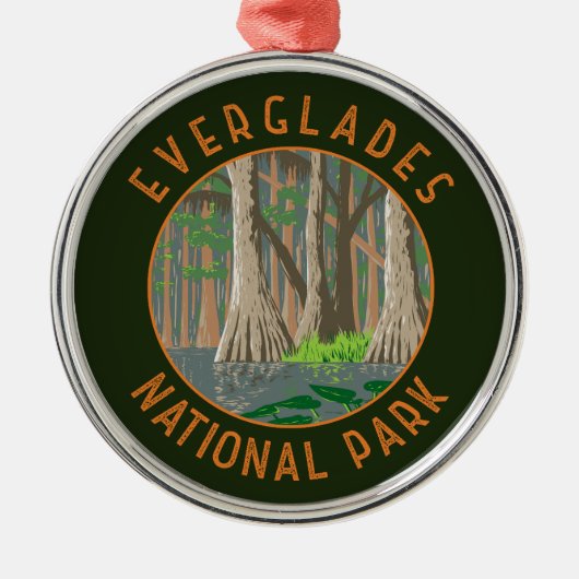 Everglades National Park Retro Distressed Circle Metalen Ornament (Voorkant)