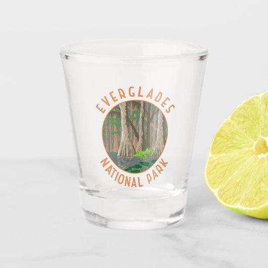 Everglades National Park Retro Distressed Circle Shot Glas (Voorkant)