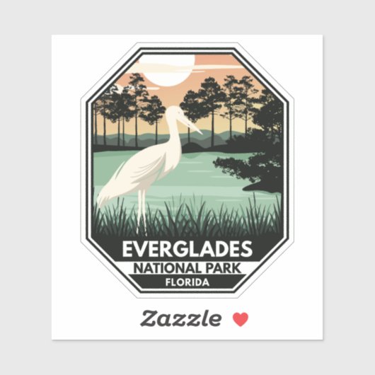 Everglades National Park Sunset Egret  Sticker (Vel)