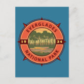 Everglades National Park Sunset Retro Compass Briefkaart (Voorkant)