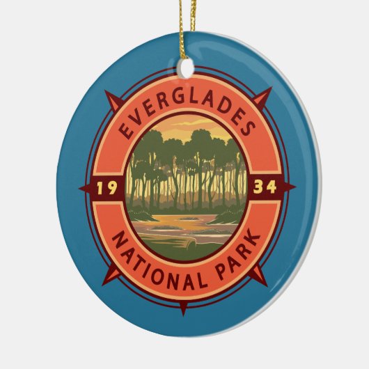 Everglades National Park Sunset Retro Compass Keramisch Ornament (Links)