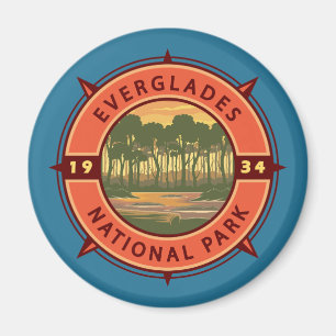 Everglades National Park Sunset Retro Compass Magneet
