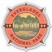 Everglades National Park Sunset Retro Compass Sticker (Voorkant)