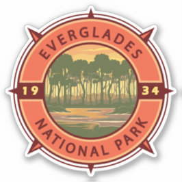 Everglades National Park Sunset Retro Compass Sticker