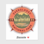 Everglades National Park Sunset Retro Compass Sticker (Vel)