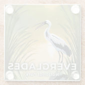 Everglades National Park | Watercolor Stork Glazen Onderzetter (Achterkant)