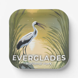 Everglades National Park | Waterverf Ooievaar Papieren Bordje