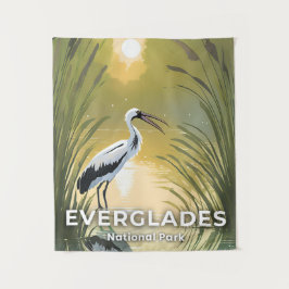 Everglades National Park | Waterverf Ooievaar Wandkleed
