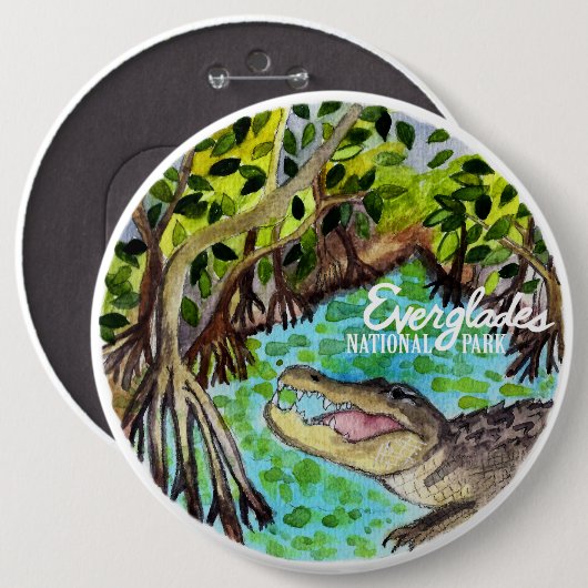 Everglades National Park Waterverf Ronde Button 6,0 Cm (Voorkant /achterkant)