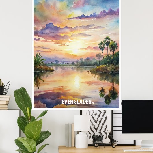 Everglades National Park Waterverf Schilderij Poster (Thuiskantoor)