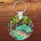 Everglades Waterverf Crocodile Alligator Nederland Sleutelhanger (Voorkant)