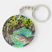 Everglades Waterverf Crocodile Alligator Nederland Sleutelhanger (Achterkant)