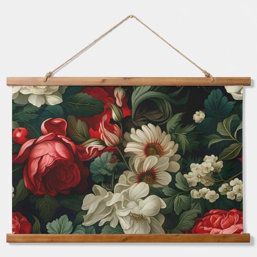 Everglow Noel Bloemen Botanisch Hangend Wandkleed (Voorkant)